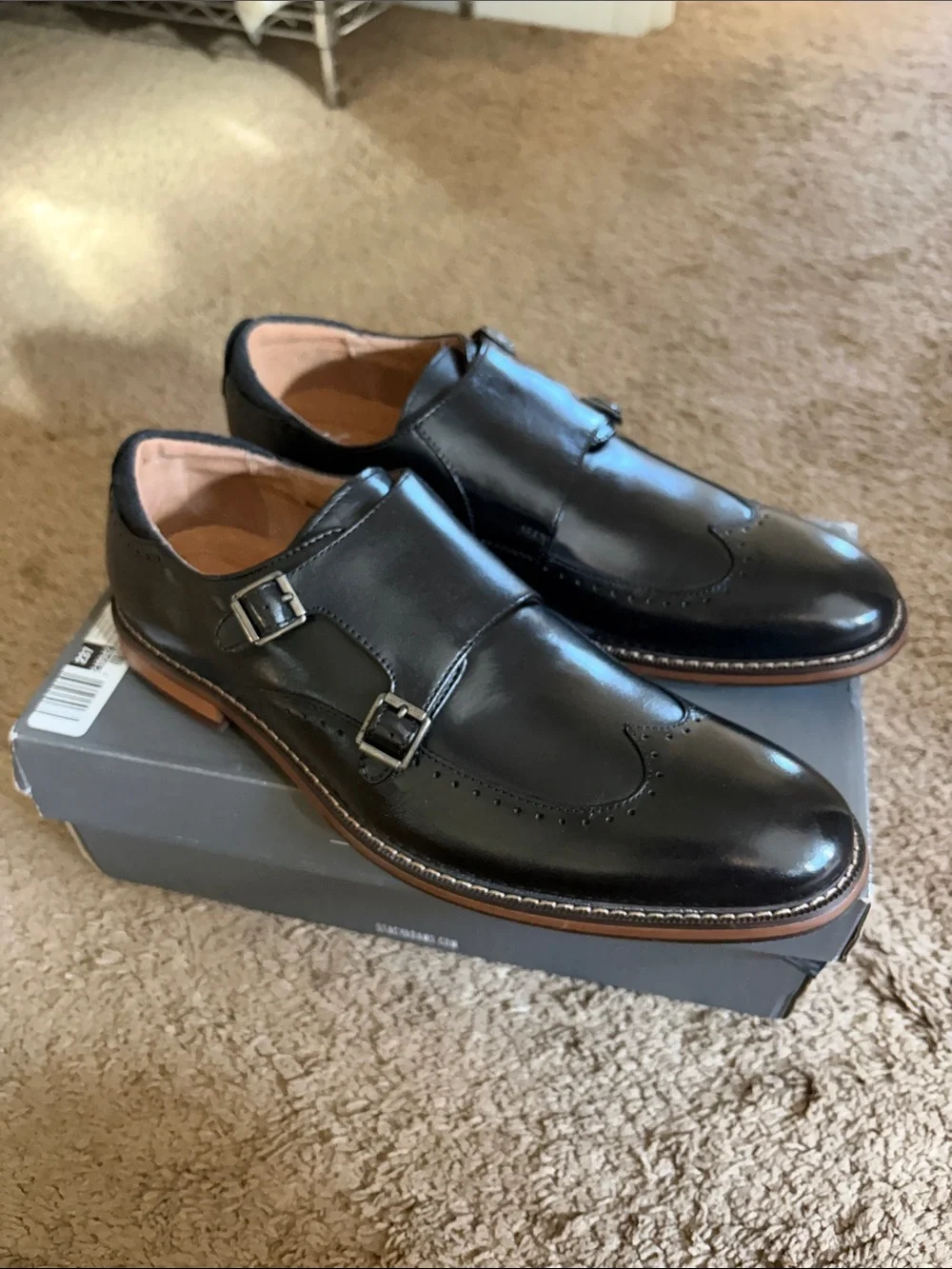Stacy Adams Farwell Double Monk Strap Dress Shoes with Brown Welt